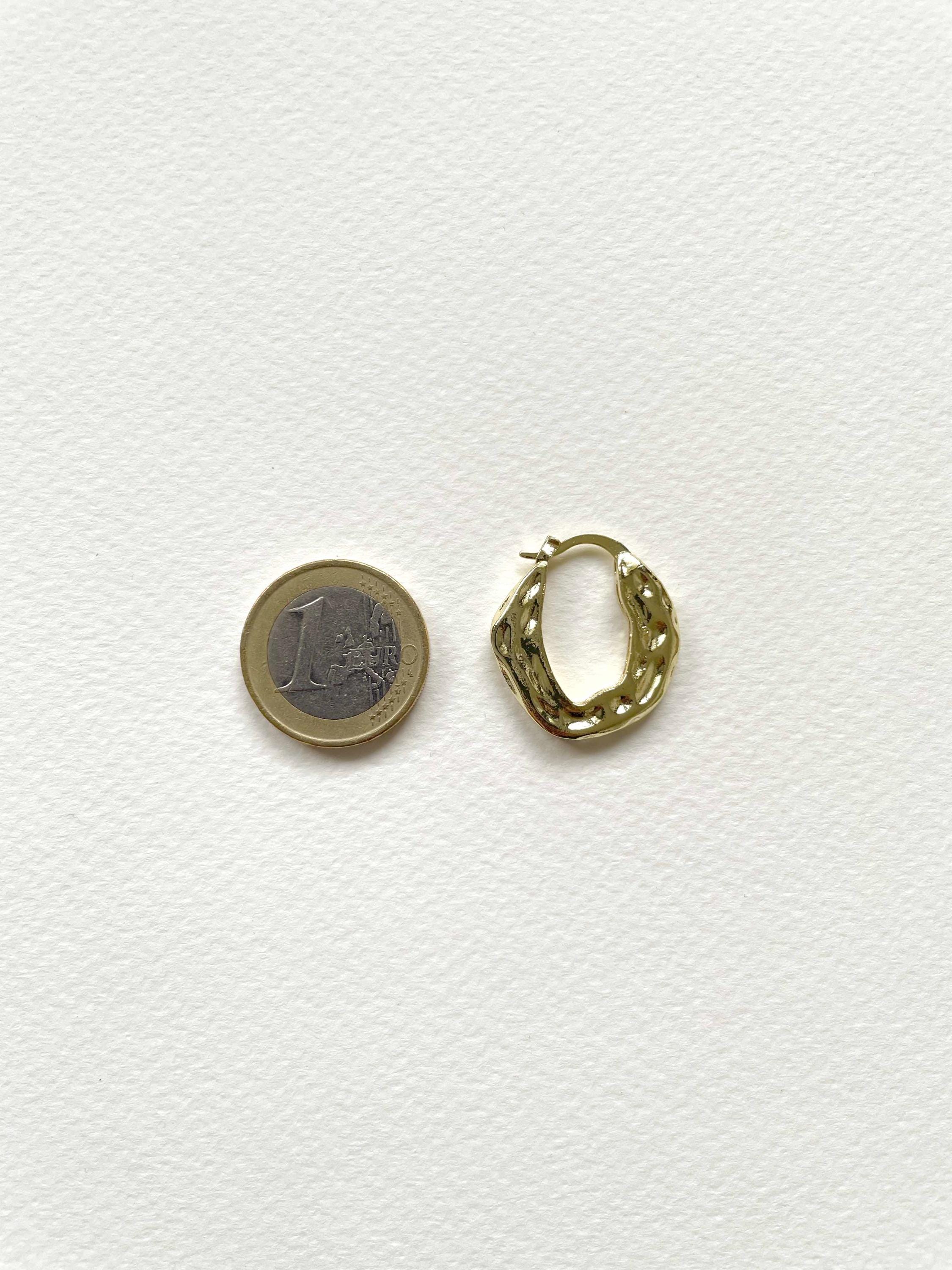 18K Gold Plated Hammered Brass Hoop Earrings