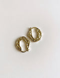 18K Gold Plated Hammered Brass Hoop Earrings
