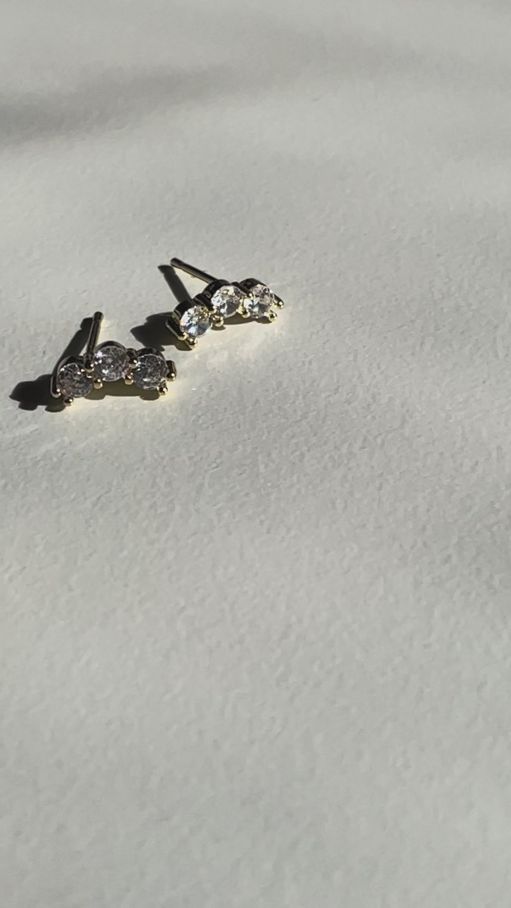 Crystal stud earrings, climber earrings