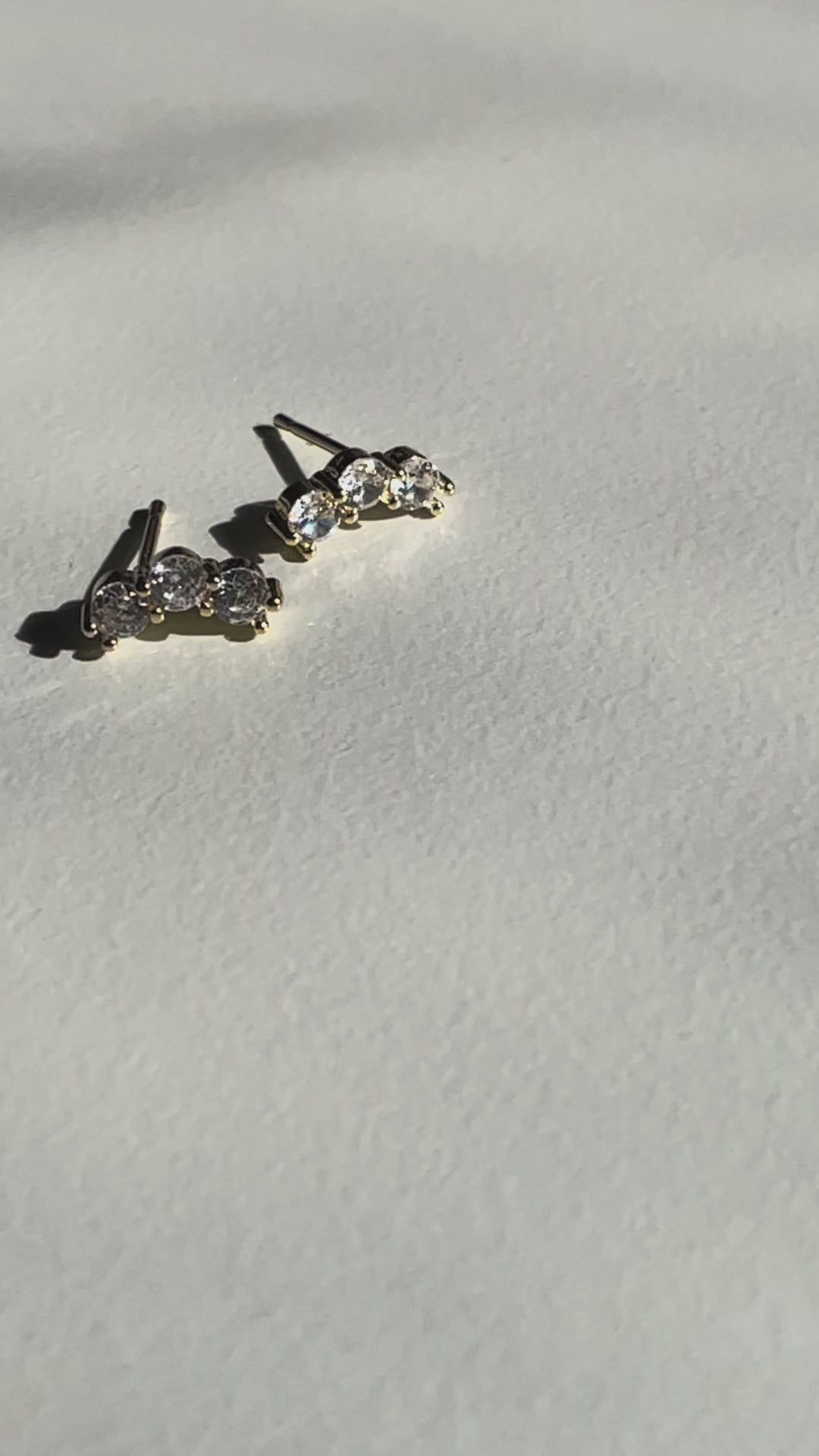 Crystal stud earrings, climber earrings